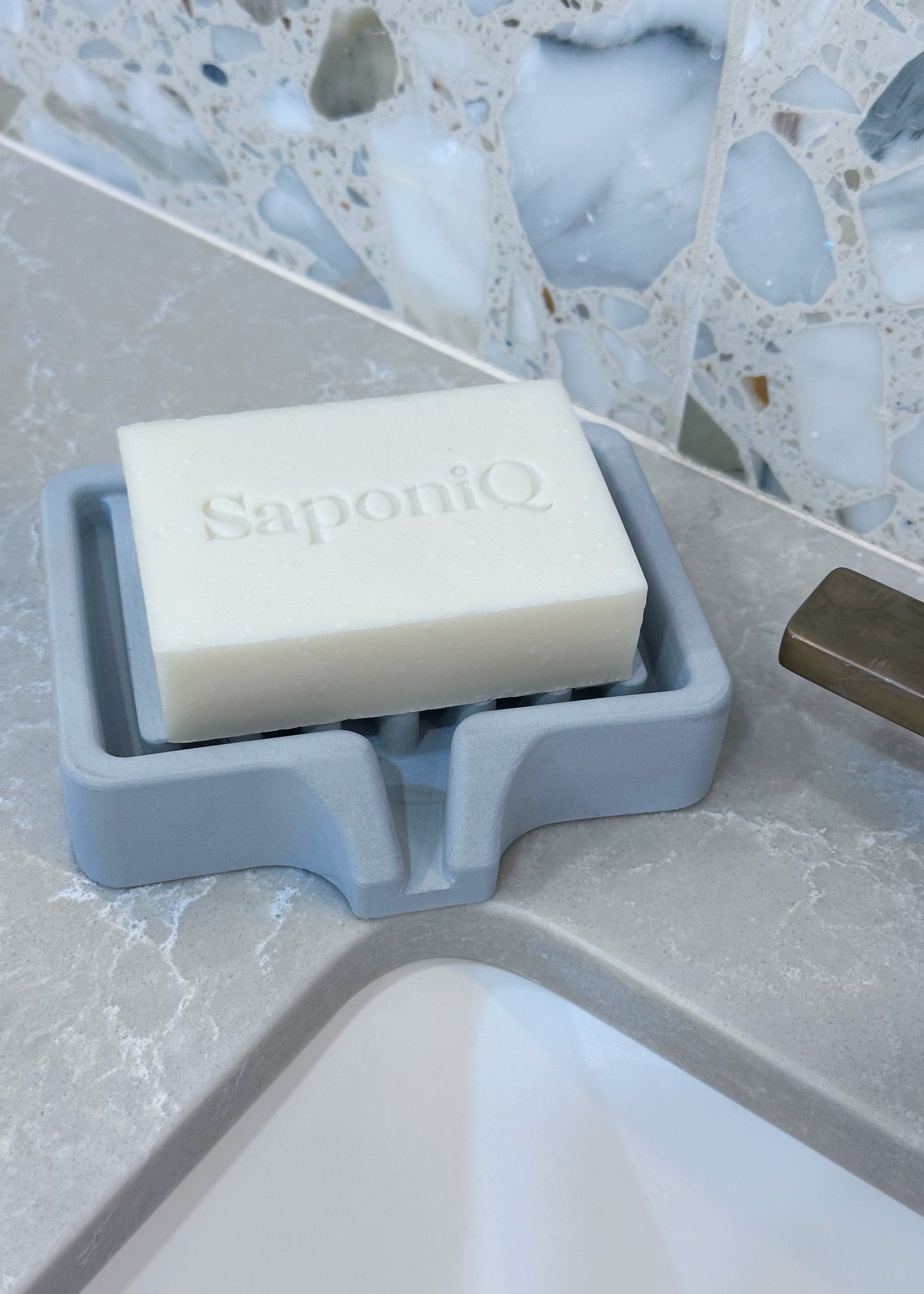 Concrete Soap Dish | Slotted Surface | Minimalist Design