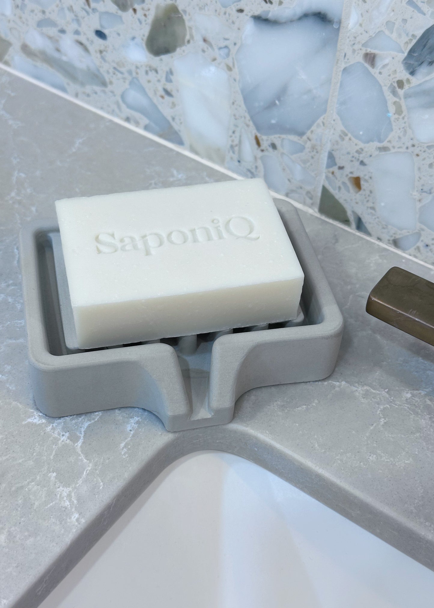 Concrete Soap Dish | Slotted Surface | Minimalist Design